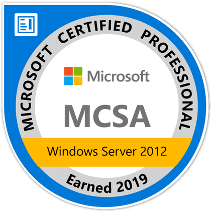 Microsoft Certified Professional MCSA Windows Server 2012 badge